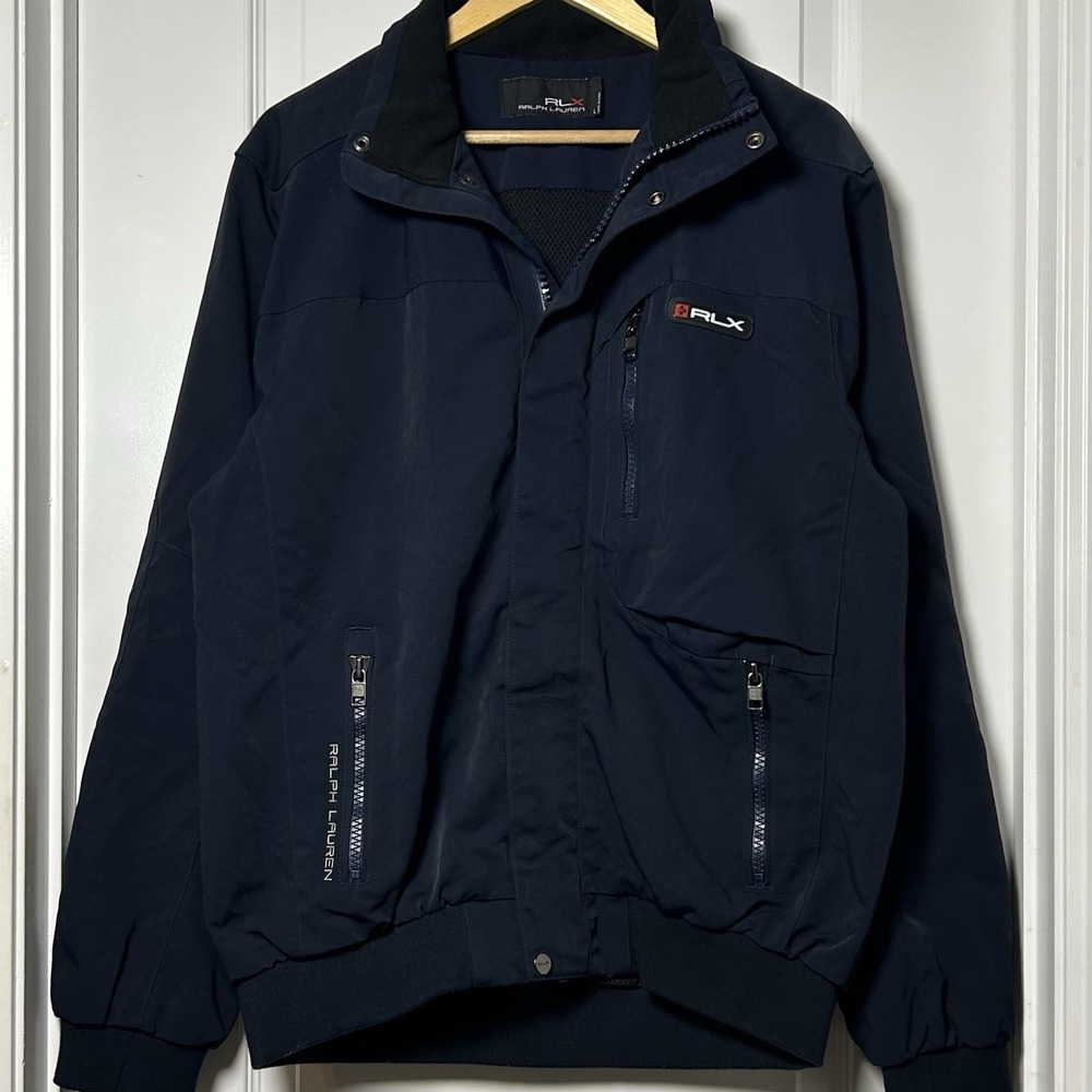 RLX Ralph Lauren Navy Blue Performance Full Zip Jacket Gorpcore Y2K Sporty Style